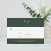 Evergreen en Gold RSVP-kaarten RSVP Kaartje (Staand voorkant)