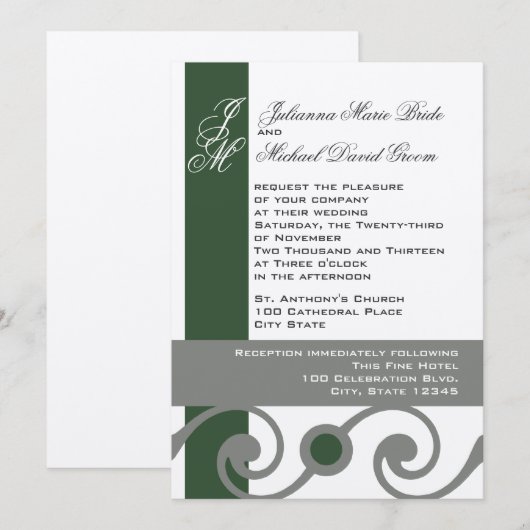 Evergreen en grijs kaart (Voorkant / Achterkant)