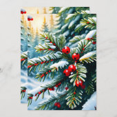 Evergreen en Holly Berries Bedankkaart (Voorkant / Achterkant)