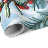 Evergreen en Holly bessen Cadeaupapier (Rol Hoek)