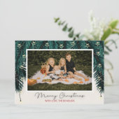 Evergreen en Star Lights Foto Christmas Kaart (Staand voorkant)