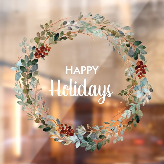 Evergreen Eucalyptus Floral Wreath Raamsticker (Vel 2)