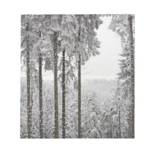 Evergreen forest in de winter notitieblok