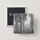 Evergreen forest in de winter vierkante button 5,1 cm (Voorkant /achterkant)
