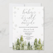 Evergreen Forest Trees Baby shower Invitation Kaart (Voorkant)
