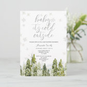 Evergreen Forest Trees Baby shower Invitation Kaart (Staand voorkant)
