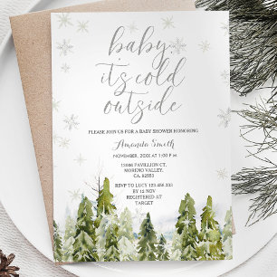 Evergreen Forest Trees Baby shower Invitation Kaart