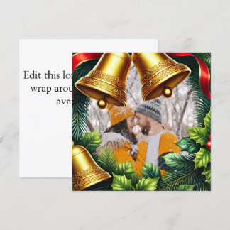 Evergreen Fotogrens met klokken voor Kerstmis Feestdagenkaart