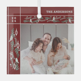 Evergreen Garland Lijst Foto Kerst Glas Ornament