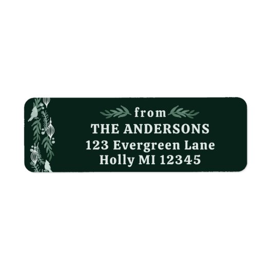 Evergreen Garland Modern Holiday Return Etiket (Voorkant)