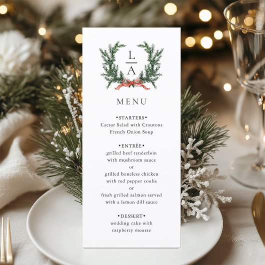 Evergreen Garland Wreath Wedding Menu