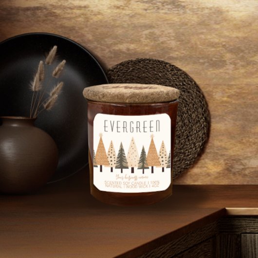 Evergreen Holiday Scented Candle Modern Label