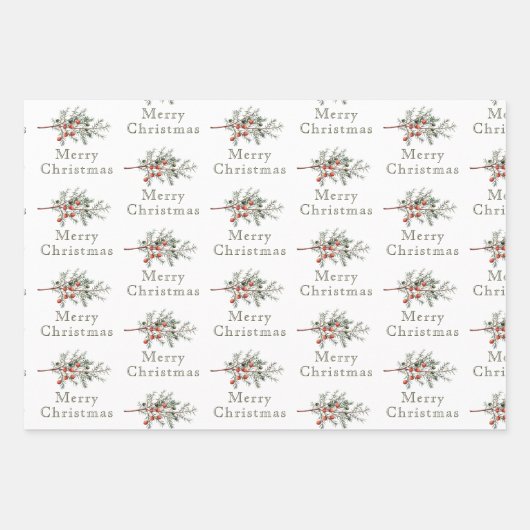  Evergreen Juniper Branch Vakantie Inpakpapier Vel (Voorkant)