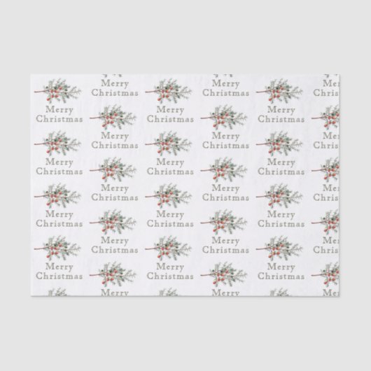  Evergreen Juniper Branch Vakantie Tissuepapier (Voorkant)