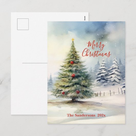 Evergreen kerstboom feestdagenkaart (Voorkant / Achterkant)