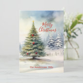 Evergreen kerstboom feestdagenkaart (Staand voorkant)