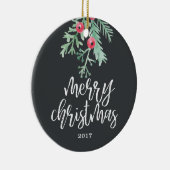 Evergreen Kerstfeestdag Foto Ornament Slate (Rechts)