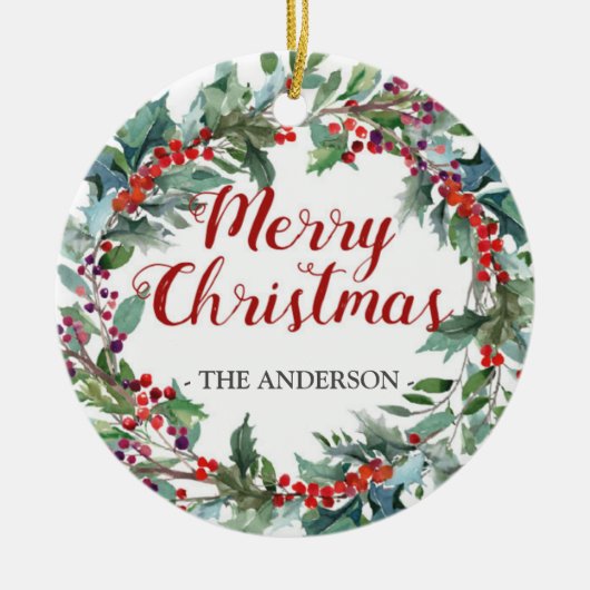 Evergreen Kerstmis met foto-versiering Keramisch Ornament (Voorkant)