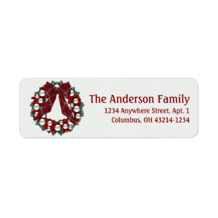 Evergreen Kerstmis WreatReturn Address Label 4