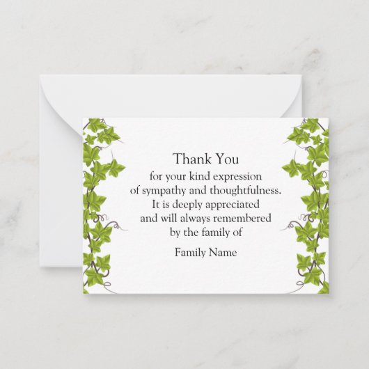 Evergreen Leaf - Hartelijk dank Notitiekaartje (Voorkant)