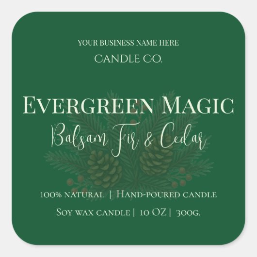 Evergreen Magic Christmas Candle Label | Custom (Voorkant)