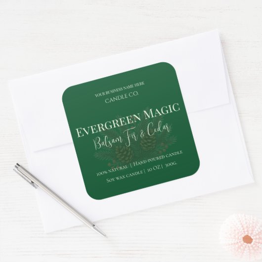 Evergreen Magic Christmas Candle Label | Custom (Envelop)