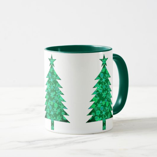 Evergreen met Snowflakes kerstboom Mok (Voorkant rechts)