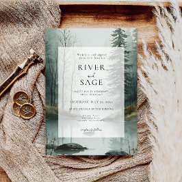 Evergreen Mist | Rustic Watercolor Forest Wedding Kaart