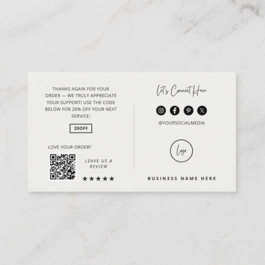 Evergreen Moderne Minimalistische Korting Kaart (Achterkant)