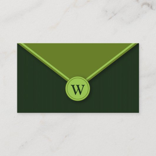 Evergreen Monogram Elegant Envelope Visitekaartjes (Voorkant)