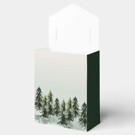 Evergreen Mountain Forest Green White Black Bedankdoosjes (Geopend)