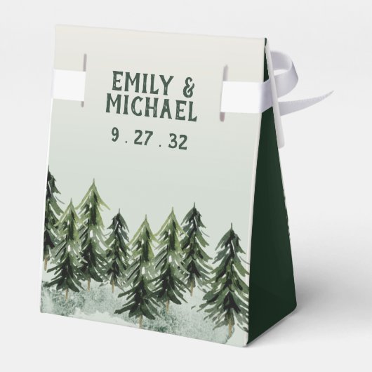 Evergreen Mountain Forest Green White Black Bedankdoosjes (Achterkant)