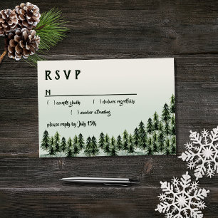 Evergreen Mountain Forest Green White Black RSVP Kaartje