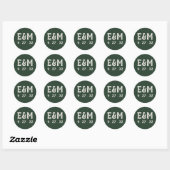 Evergreen Mountain Forest Green White Initialen Ronde Sticker (Vel)