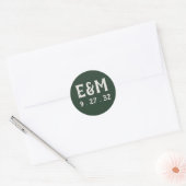 Evergreen Mountain Forest Green White Initialen Ronde Sticker (Envelop)