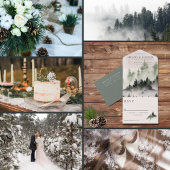 Evergreen Mountain Mist Rustic Winter White Grey Wijn Etiket