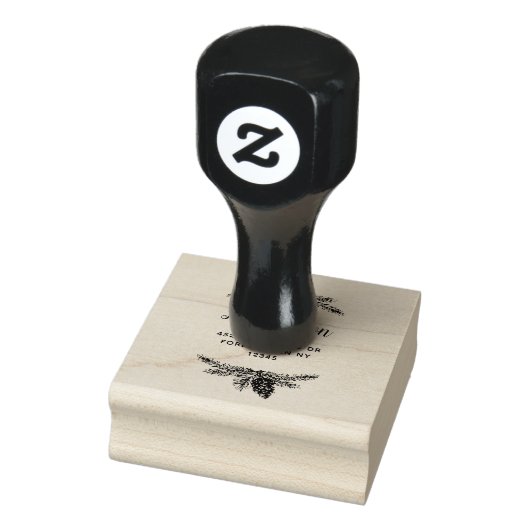 evergreen pine cone border custom return adres rubberstempel (Stempel)