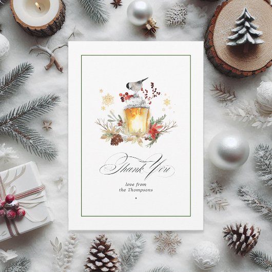 Evergreen Pine en Holly Winter Wedding Bedankkaart