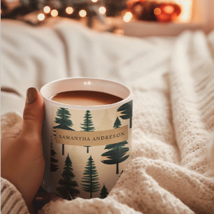 Evergreen Pine in donkergroen en beige Koffiemok