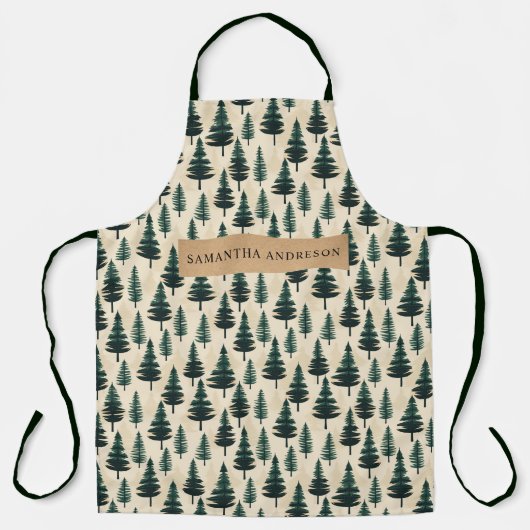 Evergreen Pine in donkergroen en beige Schort (Voorkant)