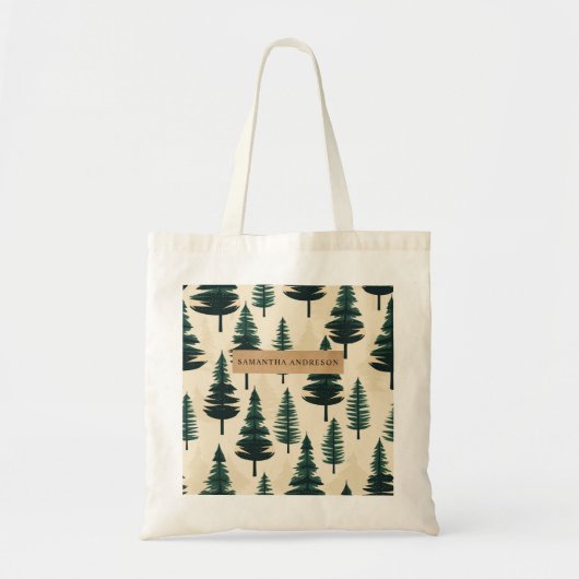 Evergreen  Pine in donkergroen en beige Tote Bag (Voorkant)