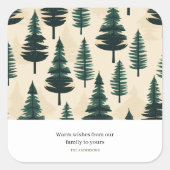 Evergreen Pine in donkergroen en beige Vierkante Sticker (Voorkant)