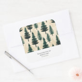 Evergreen Pine in donkergroen en beige Vierkante Sticker (Envelop)