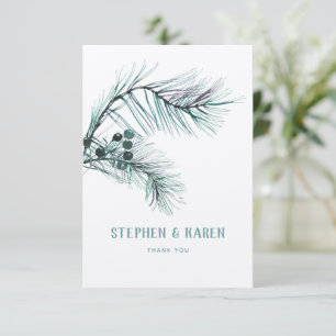 Evergreen Pine Needles Elegant Wedding Bedankt