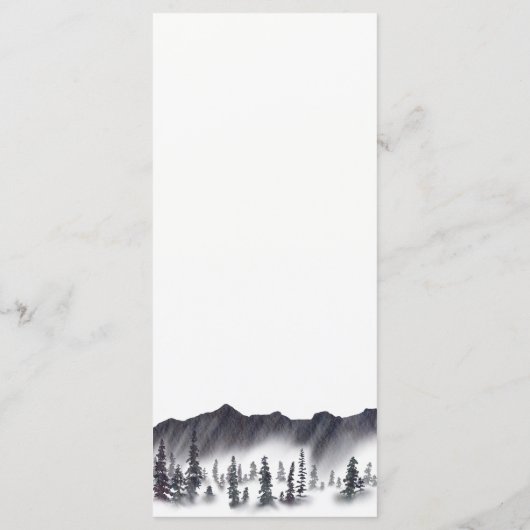 Evergreen Pine Tree Berg Zwart & Wit Bruiloft Menu (Achterkant)