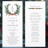 Evergreen Pine Wreath Wedding Ceremony Program Programma