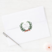 Evergreen Pine Wreath Wedding Ronde Sticker (Envelop)