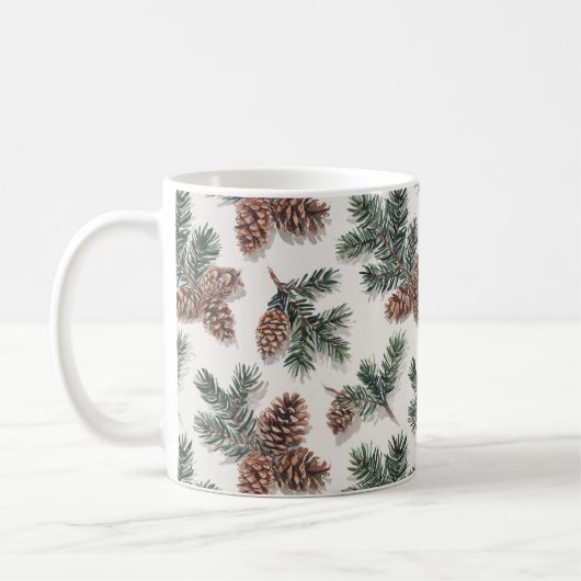 Evergreen Pinecone Cozy Winter Coffee Koffiemok (Links)