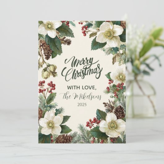 Evergreen Pinecone Holiday Celebration Feestdagenkaart (Staand voorkant)