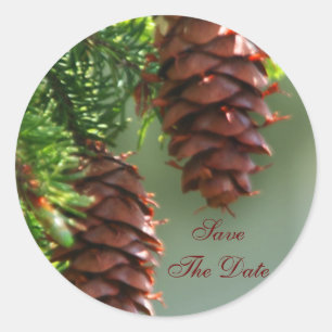 Evergreen Pinecone Sla de datum bruiloft Sticker